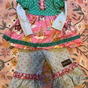 Matilda Jane Teal and Pink Polka Dot Set Christmas 🎄